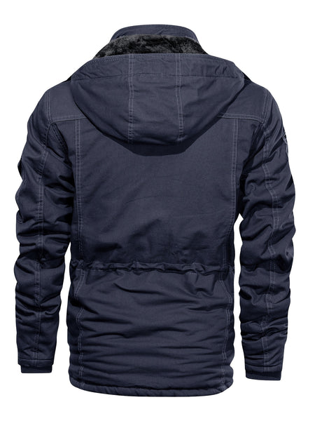 Men'S Thick Mid-Length Jacket with a Hood, Winter Parka for Warmth, Suitable for Outdoor Casual Wear, Featuring a Zip And Multiple Pockets, with a Removable Hat