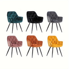 Contemporary Upholstered Velvet Dining Chairs Featuring Armrests, Suitable for Kitchens, Leisure Lounges, Living Rooms, Bedrooms, And Reception Areas