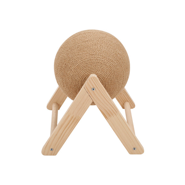Sisal Ball Cat Scratching Board, Cat Hole Design, Triangular Support Board, Wear-Resistant Cat Scratching Ball Can Be Rotated, Cat Scratching Ball,Relief of Boredom Toys, Natural Wood