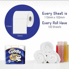 Panda Cuddle 3 Ply Soft Quilted 90 Non Scented Toilet Rolls 45 x 2 Original Toilet Roll Bulk Buy