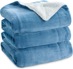 Bedsure Sherpa Fleece Throw Blanket - Fluffy Microfiber Solid Blankets for Bed and Couch Double/Twin Size, Silver Grey, 150X200Cm