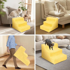 Dog Steps 3/4 Steps Pet Stair Step Pet Stairs Pet Ladder with Washable Non Slip Plush Cloth Cover for Dogs and Cats