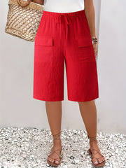 Circle 3pcs Set Standard Size Women's Shorts Casual Beach Pants with Pockets