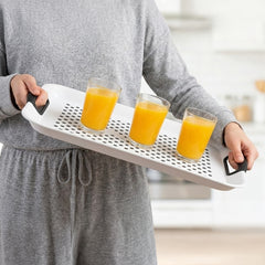 2-Pack Non-Slip Rectangular Plastic Serving Tray – High-Grip Surface, Easy-Hold Handles