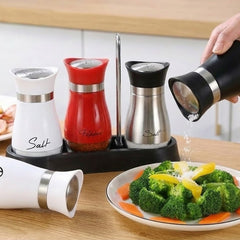4pcs Set (2 Bottles + 2 Caps) of Adorable Glass Salt And Pepper Shakers. 4 Oz (Approx. 113.4G) Glass Salt And Pepper Shakers with Stainless Steel Caps, Suitable for Kitchen Dining Tables, Rvs, Camping, And Bbqs. Condiment Bottles, Salt And Pepper Shakers.