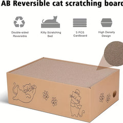 5pcs Cat Box Scratcher Scratching Board Pad Heavy Duty Corrugated Cardboard Kitten