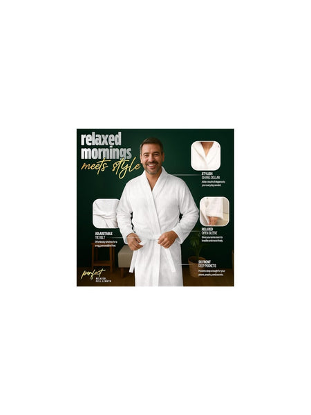 Men'S Hooded Cotton Bathrobe – Ultra Soft Terry Cloth Spa Robe with Adjustable Belt & Deep Pockets – Knee Length Luxury Home & Hotel Dressing Gown