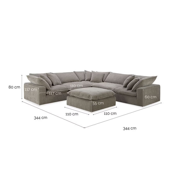 Aiden & Ivy Sereen Beige Fabric 6 Piece Modular Sofa