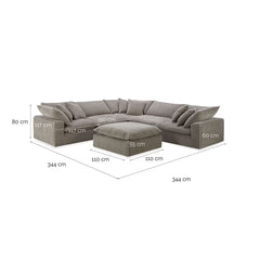 Aiden & Ivy Sereen Beige Fabric 6 Piece Modular Sofa