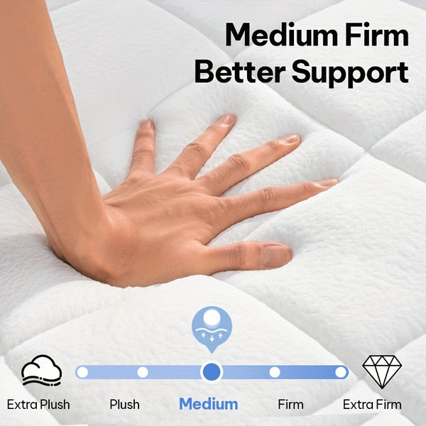 20Cm Medium-Firm Spring Hybrid Double Mattress Featuring Silent Innerspring And Pocket Springs for Comfortable Sleep, Available in All Sizes - Single/Small Double/Double, Mattress Delivered in a Box