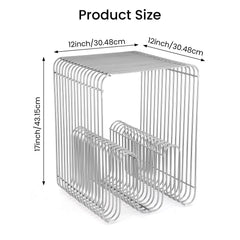 Metal Wire Side Table Magazine Rack Compact End Table for Sofa & Bedside, Modern Minimalist Book Holder Storage, 30.5 x 30.5 x 43 cm
