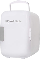 Russell Hobbs RH4CLR1001SCG 4L/6 Can Mini Portable Cooler & Warmer for Drinks, Cosmetics/Makeup/Skincare, AC/DC Power, Scandi Style, Grey & Wood Effect, for Bedroom, Home, Caravan, Car
