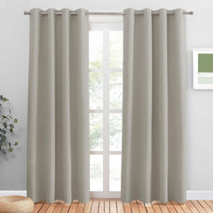 PONY DANCE Grey Blackout Thermal Insulated Curtains for Bedroom, 46 X 54 Inch Short Eyelet Curtains & Drapes, Soft Black Out 2 Panels for Window Living Room/Kitchen