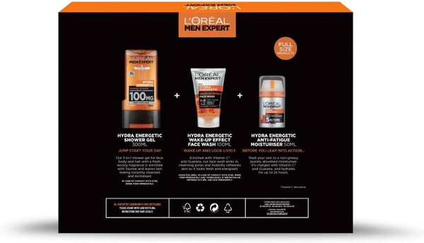 L'Oréal Paris Men Expert Alive & Kicking Gift Set for Him, Energising Face & Body Skincare Routine, Gift Set for Men