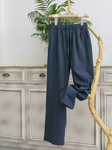 Women's Comfortable Straight-leg Pants - Lightweight Summer Casual Trousers, Wide-leg, Loose-fit, Breathable Straight-leg Pants
