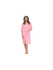 Women’s Zip-Up Cotton Bathrobe – Soft Terry Towelling Dressing Gown, Absorbent Towel Robe for Home & Spa Use