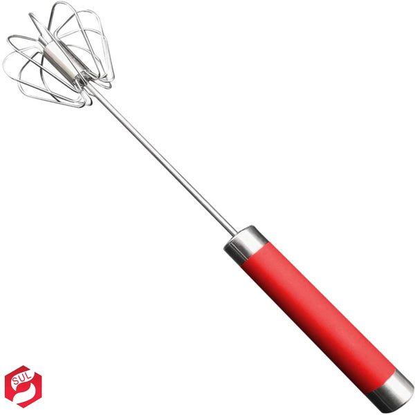 SUL Egg Whisk, Hand Push Whisk Blender, Egg Beater, Milk Frother, Rotating Push Mixer Stirrer for Whisking, Beating, Stirring