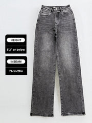 [Petite]KatchMe Women'S Wide Leg Jeans - Mid Rise Relaxed Fit Denim Pants, Soft Stretch Comfortable Trousers for Fall & Winter, Streetwear Casual Bottoms