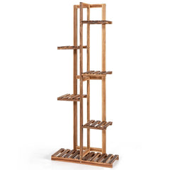 6-Tier Wood Plant Stand with Anti-Tilting Device and Multifunctional Display Shelf