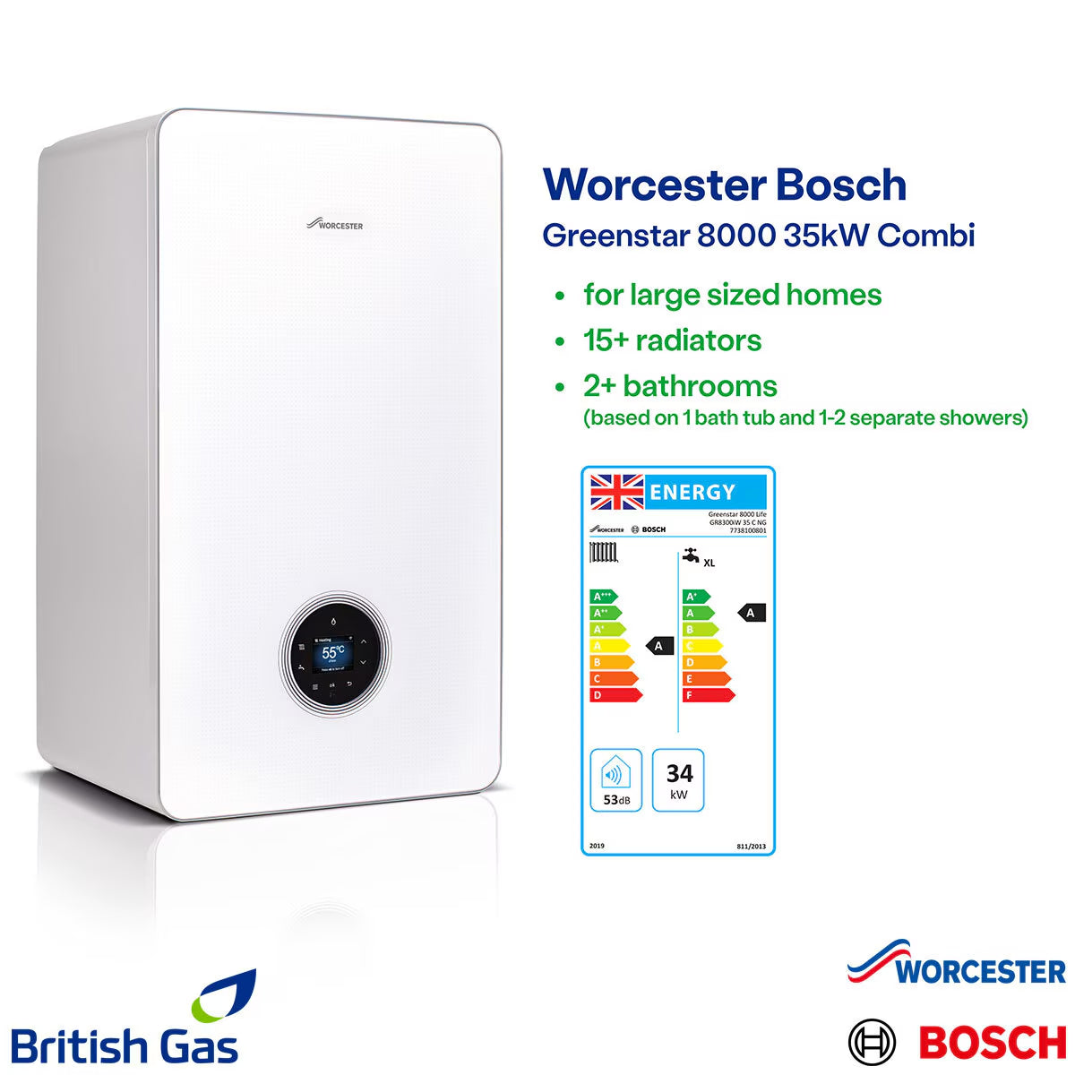 Worcester Bosch 8000 36Kw Combi Boiler Installed by British Gas