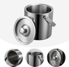 Double-Walled Stainless Steel Ice Bucket with Handle Keeps Cocktails, Beer, Wine Champagne Cold Longer Perfect for Home, Bars, Parties Outdoor Events