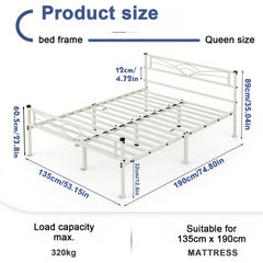 Sleek Black Metal Bed Frame Featuring a Stylish Headboard | Durable Steel Build | Silent Operation | Accommodates Various Mattress Sizes | Perfect for Bedrooms, Dormitories, Or Rental Spaces