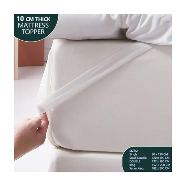 Microfiber Mattress Topper 4 Inch/10cm Heavy Fill Super Soft and Fluffy Single Double King Box Stitched Mattress Topper Extra Thick