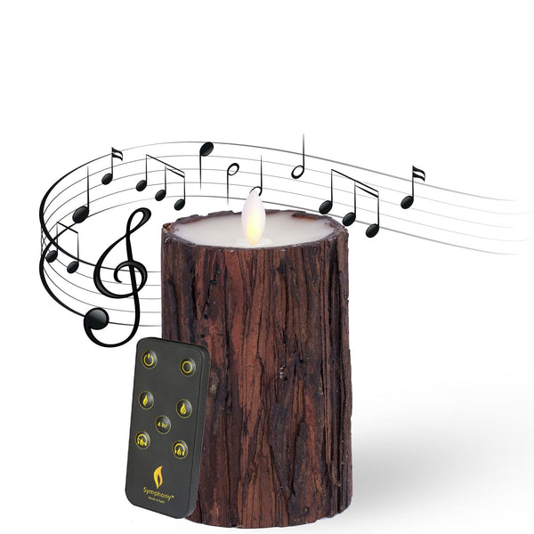 LENCARTA LED Flameless Candle Classic Ivory 6 Inch Wax Shell | Battery Powered Music Rhythm Sensing Flicker-Effect Pillar with Remote Control for Home Decor