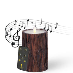 LENCARTA LED Flameless Candle Classic Ivory 6 Inch Wax Shell | Battery Powered Music Rhythm Sensing Flicker-Effect Pillar with Remote Control for Home Decor