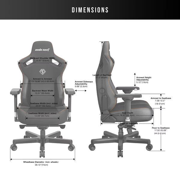 Anda Seat Kaiser Series 3 Large Gaming Chair, Black