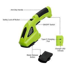 Cordless Hedge & Grass Trimmer, Portable 2-in-1 Electric Handheld Hedge Trimmer & Pruner, Easy to Use for Professionals and Homeowners, Hedge Trimmer Electric, Home Gardening Tool, Comfortable Grip Handle, Durable Construction.