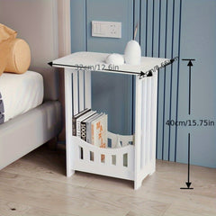 A Small White Tea Coffee Table, a Side Table for The Sofa, a Storage Rack, And a Bedside Table Available in The UK