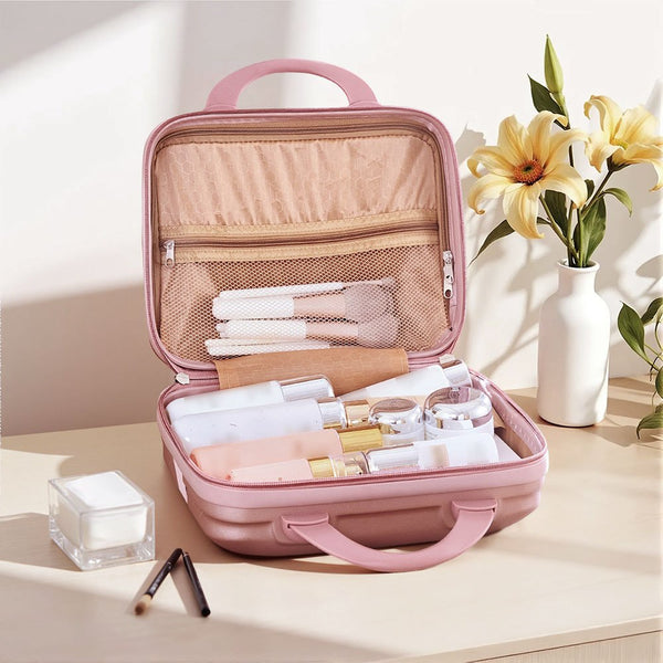 Portable Handheld Plastic Makeup Bag with Elastic Band & Zipper, Jewelry Box, Gift Box for Storing Souvenirs, Luggage Cart for Boarding The Aircraft, Multifunctional Suitcase with Internal Dividers, Can Hold Cosmetics, Towels, Toiletries