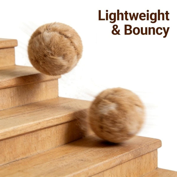 Rabbit Fur Ball Cat Toy Soft Fluffy Pom Pom Kitten Toy Balls for Chewing Playing