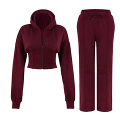Women Corset Fit Hoodie and Trouser 2Pc Zip Tracksuit Set 2Pc Set with Zip Front, Long Sleeves and Straight Leg Pants, Perfect for All Seasons, Top Set