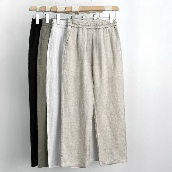 Women's Comfortable Straight-leg Pants - Lightweight Summer Casual Trousers, Wide-leg, Loose-fit, Breathable Straight-leg Pants