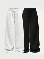 Two-Pack Casual Pants for Women: Simple Front-Tie Loose Fit Wide-Leg Trousers, Perfect for Spring, Summer, and Fall - Everyday Comfortable Wear