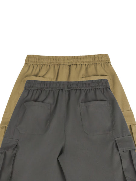 2pcs Men'S Cargo Shorts, Drawstring Waist Multi-Pocket Men'S Shorts