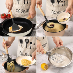 Kitchen Utensil Set, 11pcs Silicone Cooking Utensils Set With Wooden Handle, Nonstick Cookware Tongs Spatula Spoon Set, Best Kitchen Tools, Valentine'S Day Gifts Black, Holiday Gift Guide