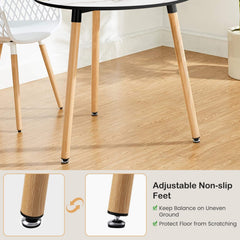 GOFLAME Faux Marble Round Dining Table, Modern Round Side Table with Faux Marble Pattern Tabletop & Anti-rust Steel Legs, Round Dinner Table for Kitchen Room, Living Room