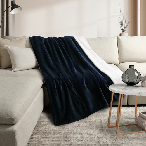 Life Comfort Ultimate Faux Fur Navy Throw, 152 X 177 Cm