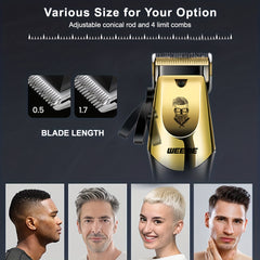 WEEME Golden 3pcs 2pcs 1pc Men's Hair Clipper Set, USB Rechargeable Hair Clippers, Trimmer And Shaver Kit, with Guide Combs & Cleaning Brushes, Grooming Gift Set for Men, Husband, Boyfriend, Dad Valentine's Day Gift