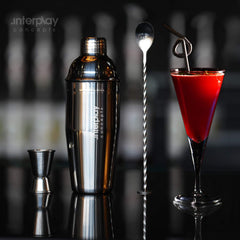 Interplay Concepts 5 Pieces Large 750Ml Stainless Steel Cocktail Shaker Set with Strainer, Jigger and Mixing Spoon, Cocktail Set with Bar Accessories