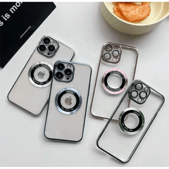 Magnetic Phone Casefor iPhone 12, 12 Pro, 12 Pro Max Titanium Metallic Color Luxury Phone Case Support Wireless Charging with Lens Protector Shockproof Clear Cover