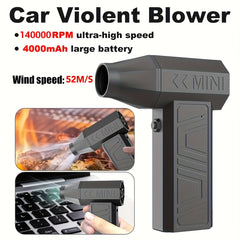 High Speed Violent Turbo Fan High Power Car Dust Blower Multifunctional Portable Violent Camping Fan Handheld Outdoor Camping Hair Dryer, Brushless Motor Turbofan Violent Fan High Speed Turbo Fan, Dust Buster, Air Buster