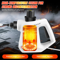 Steam Cleaner Handheld, Steamer for Cleaning, 2.5m Power Cord, Steam Gun, Multi-Purpose Steamer with 7 Accessory Kit for Sofa, Kitchen, Tile, Curtains, Carpets, Window (White)