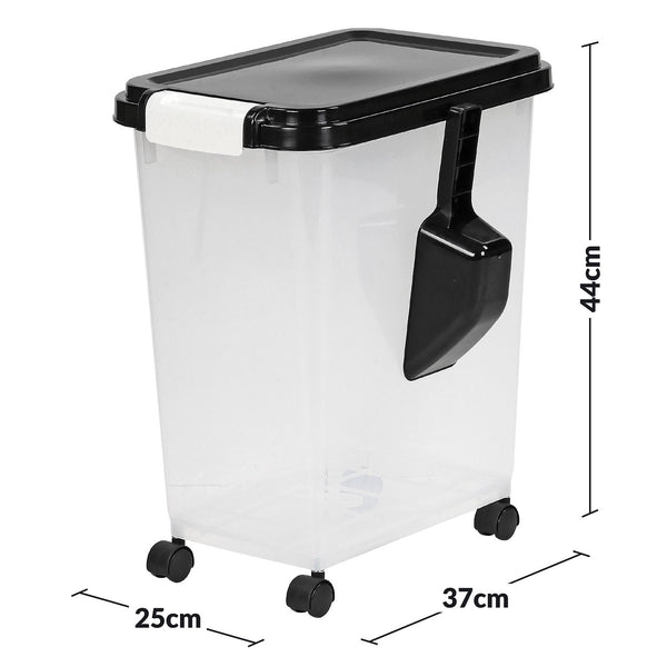 Taylor & Brown 20 Litre Airtight Pet Food Storage Container With Plastic Measuring Scoop Treats For Pet Dog Cat Animal Dry Food Dispenser With Casters