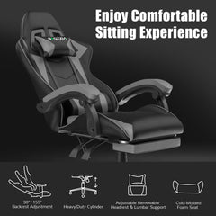 GartistGo Gaming Chair With footrest,Computer Chairs with Lumbar Cushion + Headrest, Height-Adjustable Office Chair for Adults, Girls, Boys