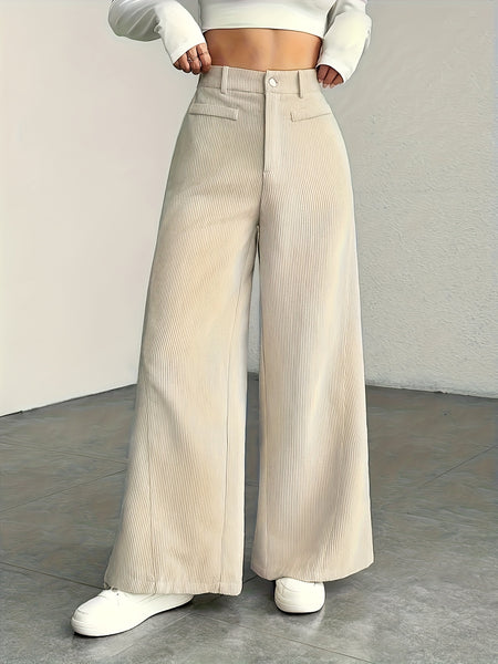 New 2pcs Set Women'S Comfortable, Stylish, Elegant High-Waisted Cargo Wide-Leg Pants
