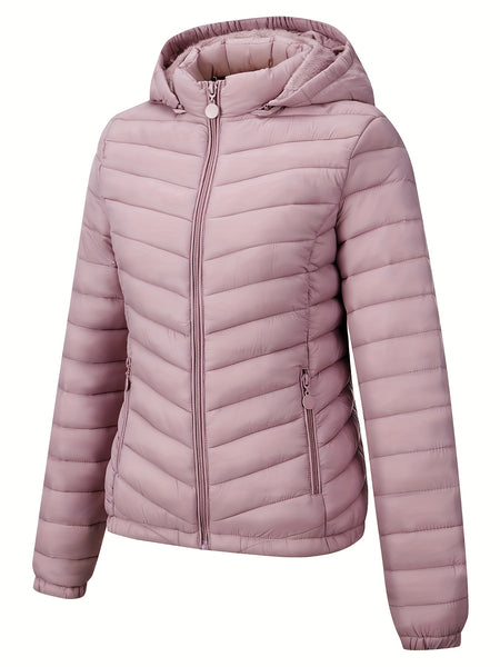 Women's Autumn/Winter Fashion Simple Versatile Lightweight Commuter Hooded Padded Coat with Pockets